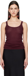 Gabriela Hearst Burgundy Nevin Pointelle Tank Top