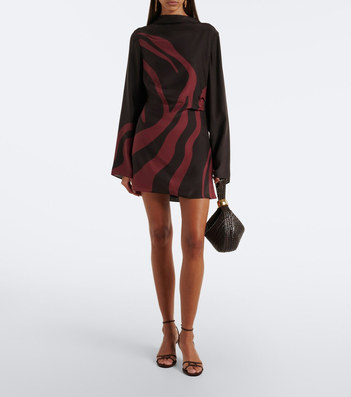 SIR Printed silk satin minidress