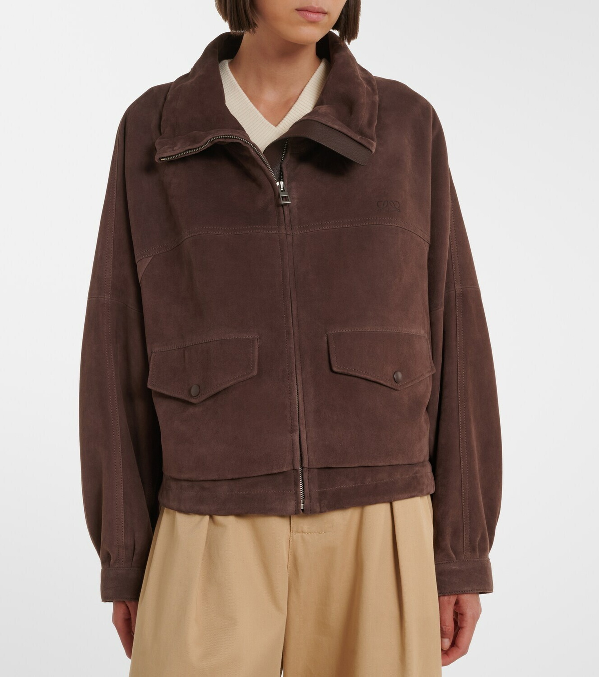 Loewe Leather-trimmed suede jacket