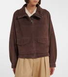 Loewe Leather-trimmed suede jacket