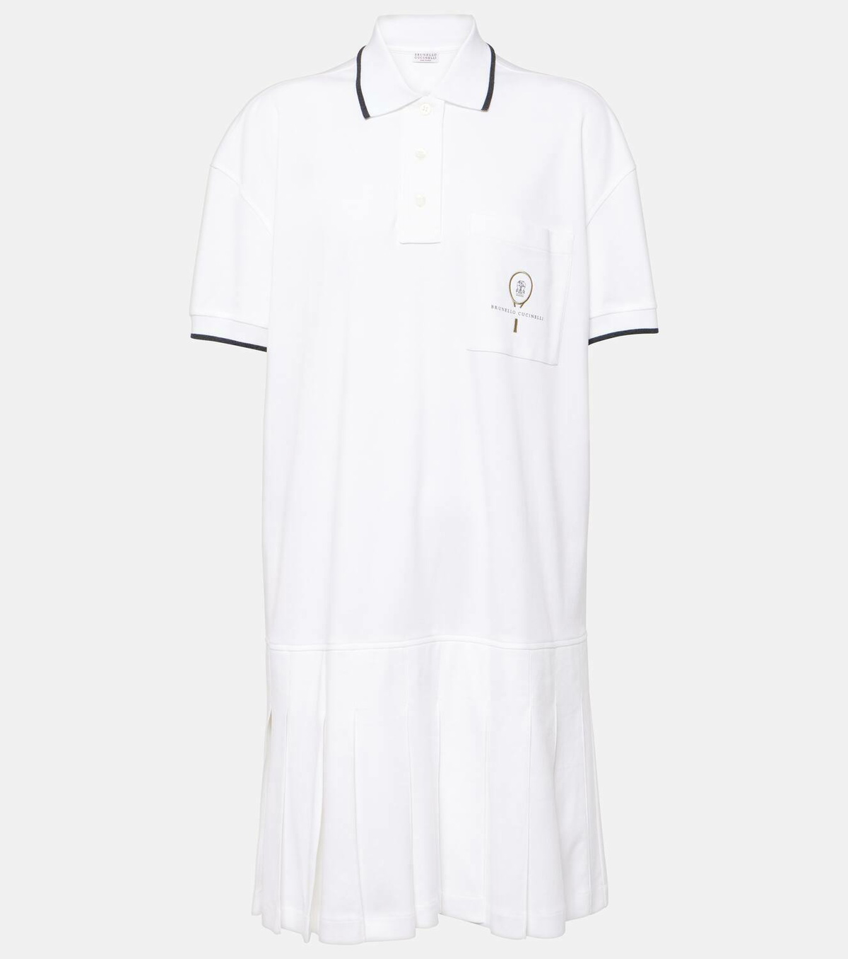 Brunello Cucinelli Pleated cotton polo dress