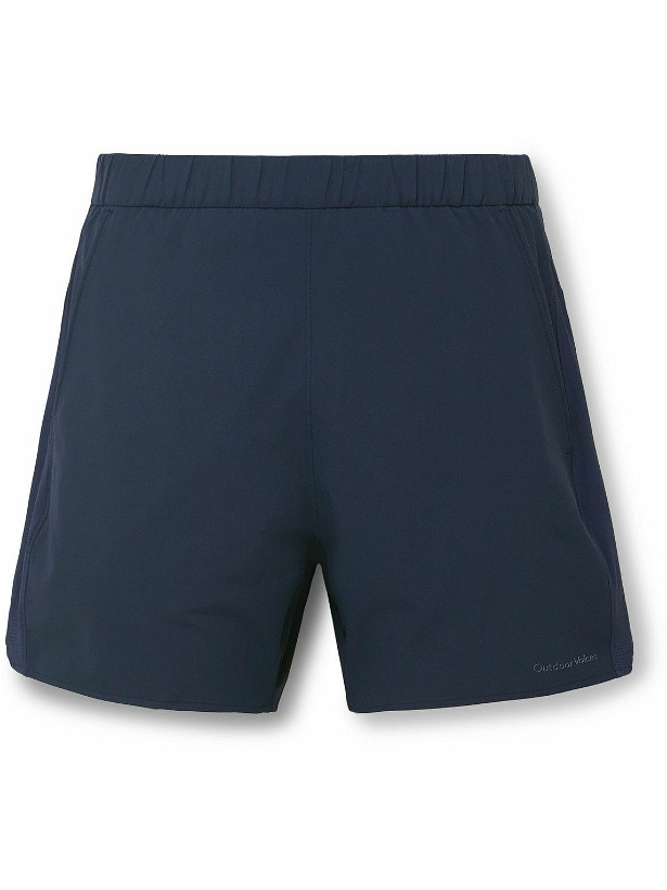 Photo: Outdoor Voices - High Stride 5&quot; Straight-Leg Mesh-Trimmed Recycled-Jersey Shorts - Blue