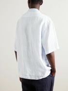 Barena - Solana Camp-Collar Striped Linen Shirt - Blue