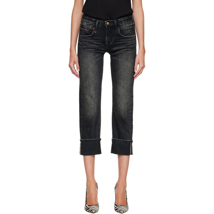 Photo: R13 Black Cuffed Boy Straight Jeans