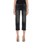 R13 Black Cuffed Boy Straight Jeans
