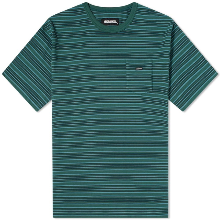 Photo: Neighborhood Men's Bar Stripe Pocket T-Shirt in Green