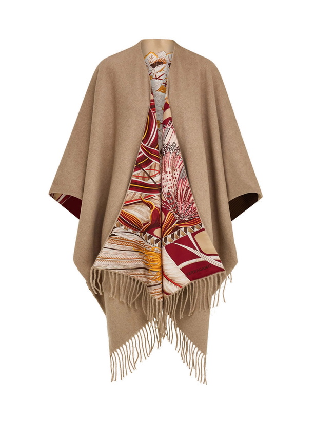 Photo: Ferragamo Womens Cashmere and silk reversible cape in Beige
