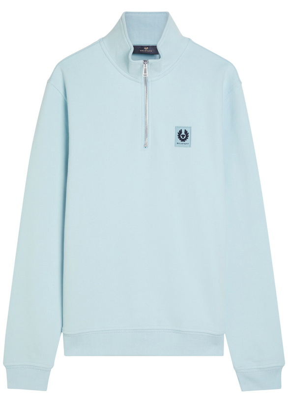 Photo: Belstaff Quarter-zip Cotton Sweatshirt Light Blue 2
