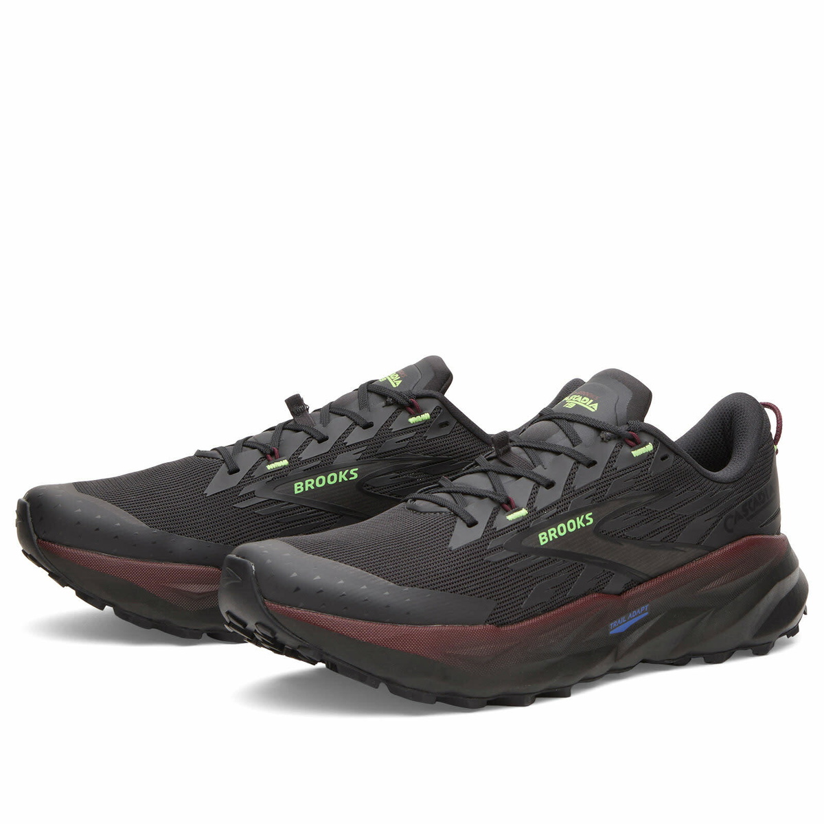 Brooks Men's Cascadia 19 Sneaker in Phantom/Rum Raisin/Green