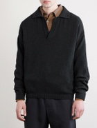 A Kind Of Guise - Marabou Knitted Organic Cotton Polo Shirt - Black
