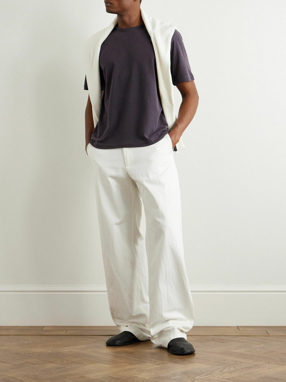 Stòffa - Cotton and Silk-Blend Piqué T-Shirt - Purple