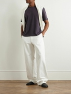 Stòffa - Cotton and Silk-Blend Piqué T-Shirt - Purple