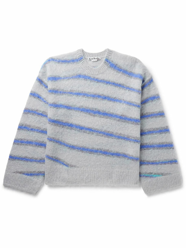 Photo: Acne Studios - Kwatta Striped Brushed-Knit Sweater - Gray