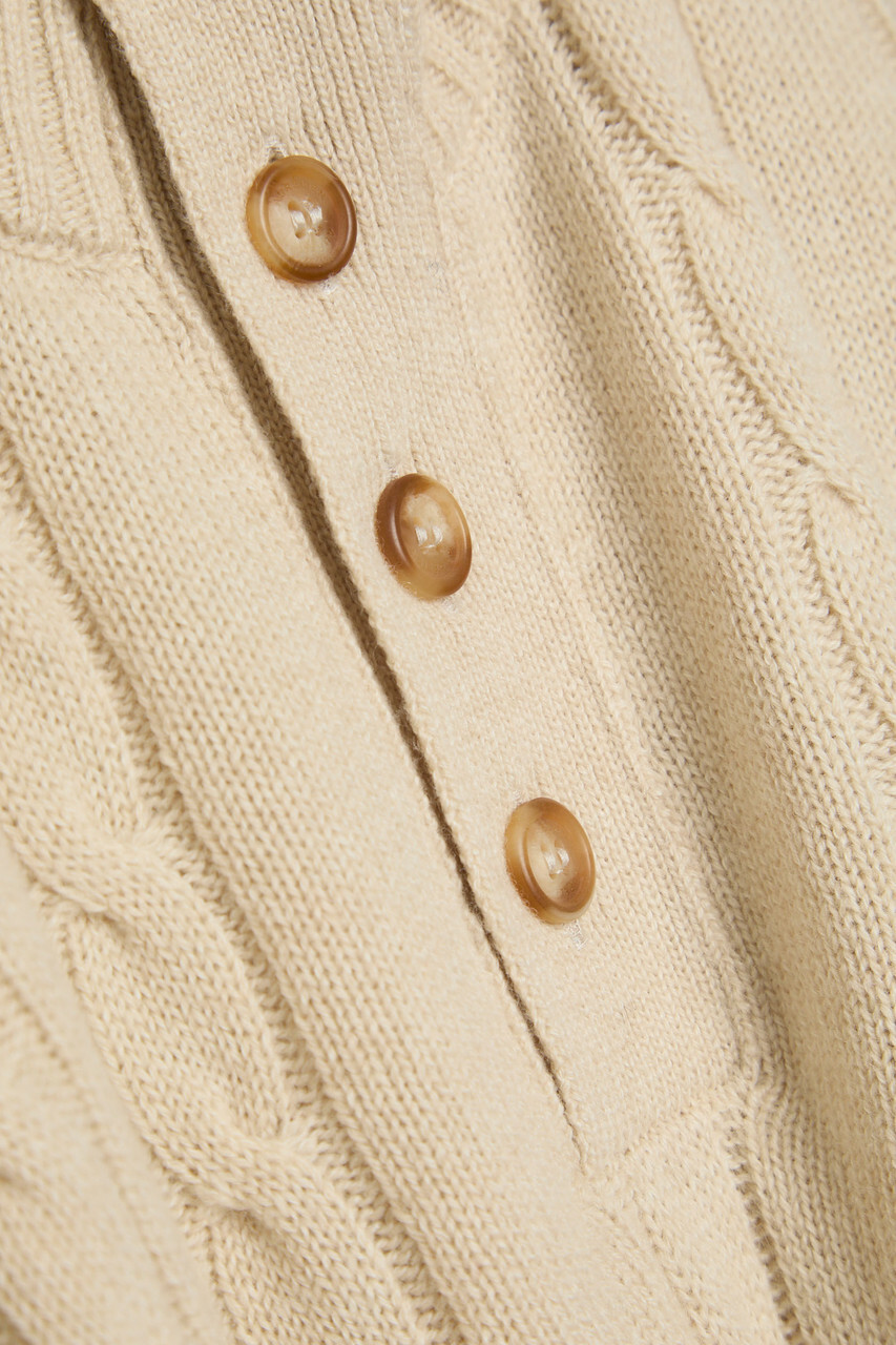 Aurélien Cable-knit Wool and Cashmere-blend Polo Jumper Beige