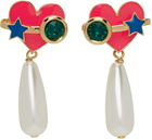 Safsafu Gold & Pink Planet Heart Earrings