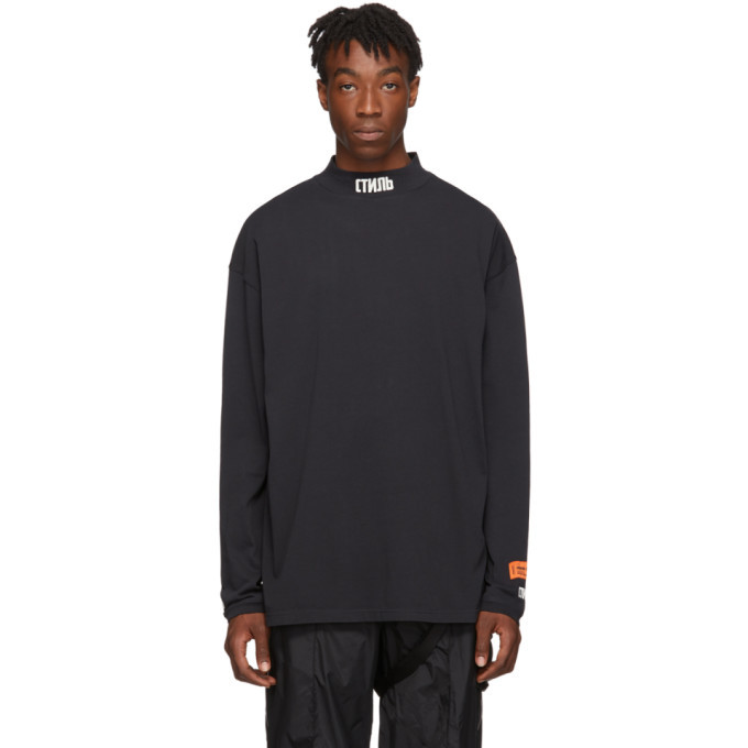 Photo: Heron Preston Black Turtleneck Style Long Sleeve T-Shirt