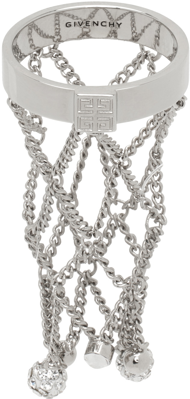 Givenchy Silver Pearling Crystal Ring Givenchy