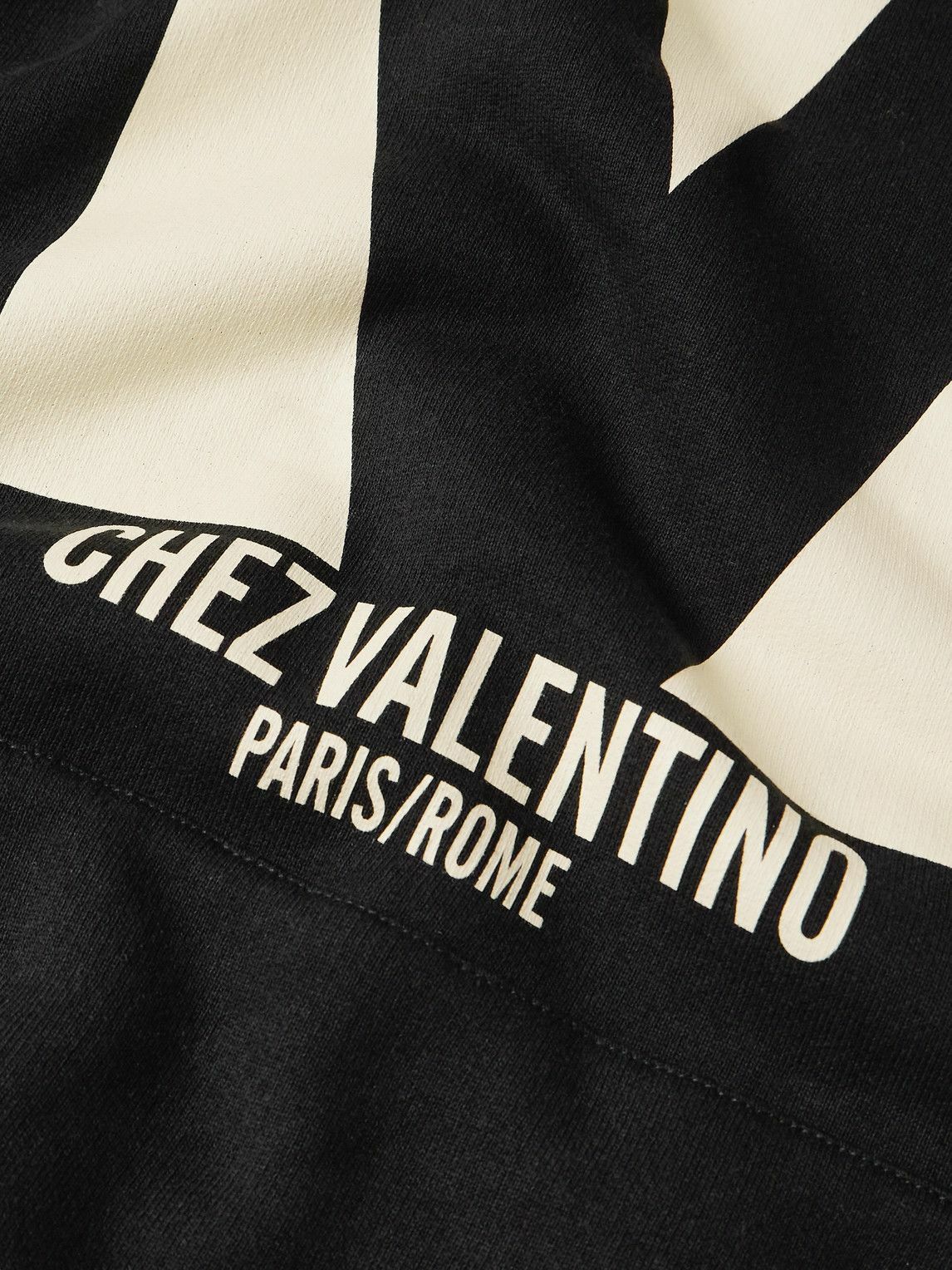 Valentino Garavani - Logo-Print Cotton-Jersey Hoodie - Black