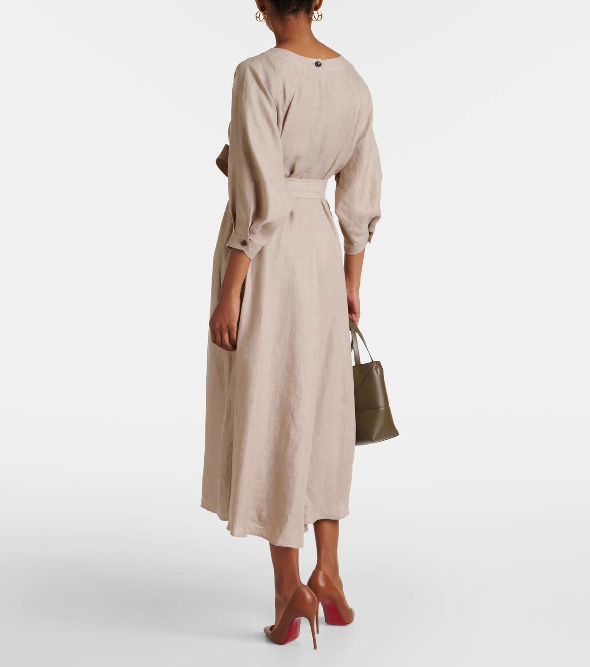 Loro Piana Belted linen midi dress Loro Piana
