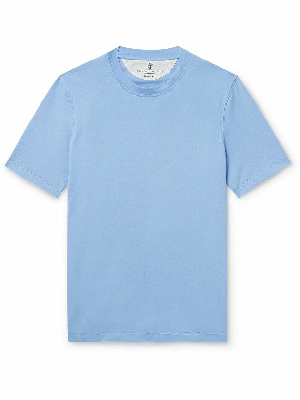 Photo: Brunello Cucinelli - Cotton-Jersey T-Shirt - Blue