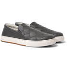 Bottega Veneta - Dodger Intrecciato Leather Slip-On Sneakers - Gray