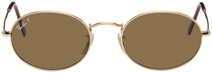 Photo: Ray-Ban Gold & Brown Oval Sunglasses