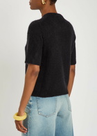 Ganni Intarsia Brushed Alpaca-blend T-shirt Black