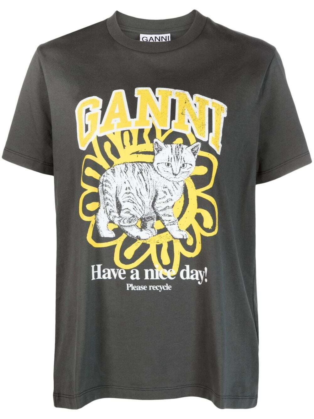 GANNI - Cat Print Organic Cotton T-shirt GANNI