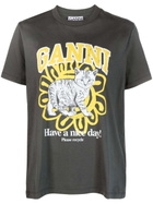 GANNI - Cat Print Organic Cotton T-shirt