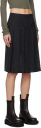 J KOO Black Pleated Midi Skirt