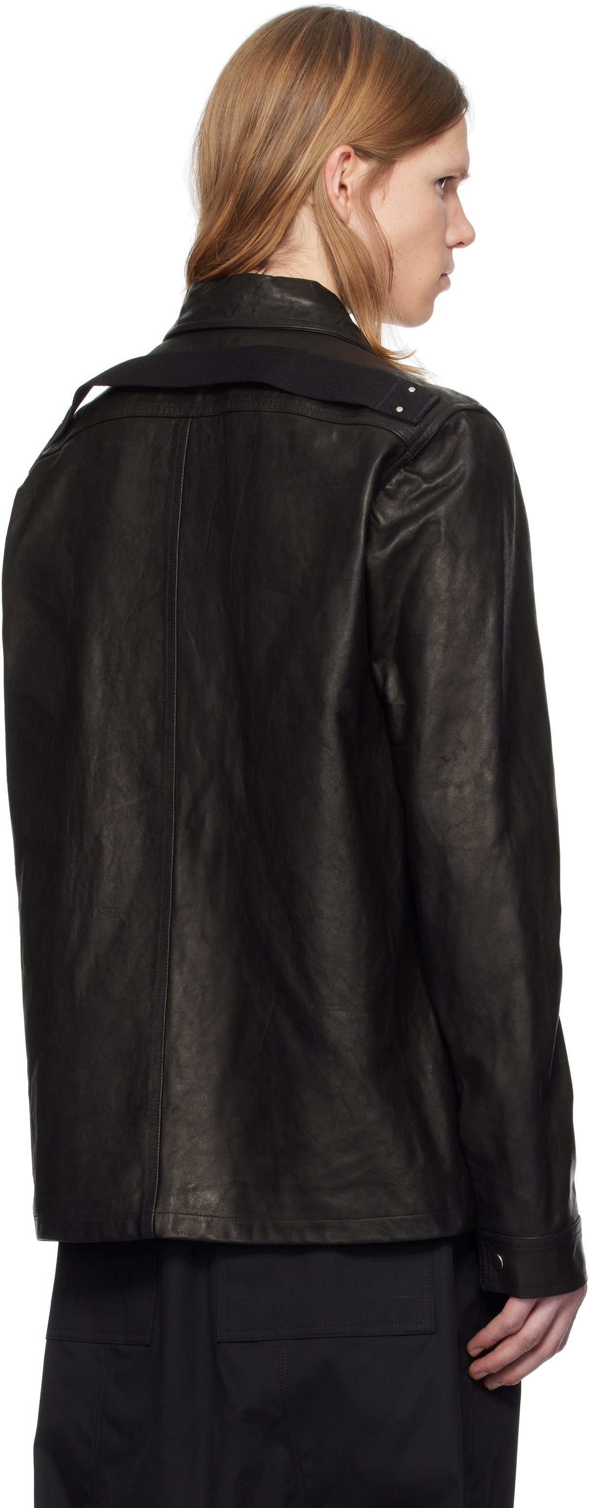 Rick Owens Black Hollywood Brad Leather Jacket Rick Owens