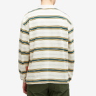 Uniform Bridge Men's Stripe Longsleeve Polo Shirt in Ivory