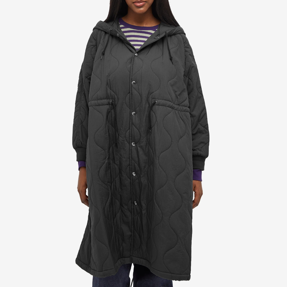 Beams Boy Women's NY Quilt Parka Jacket in Black