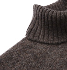 MAN 1924 - Mélange Shetland Wool Rollneck Sweater - Brown