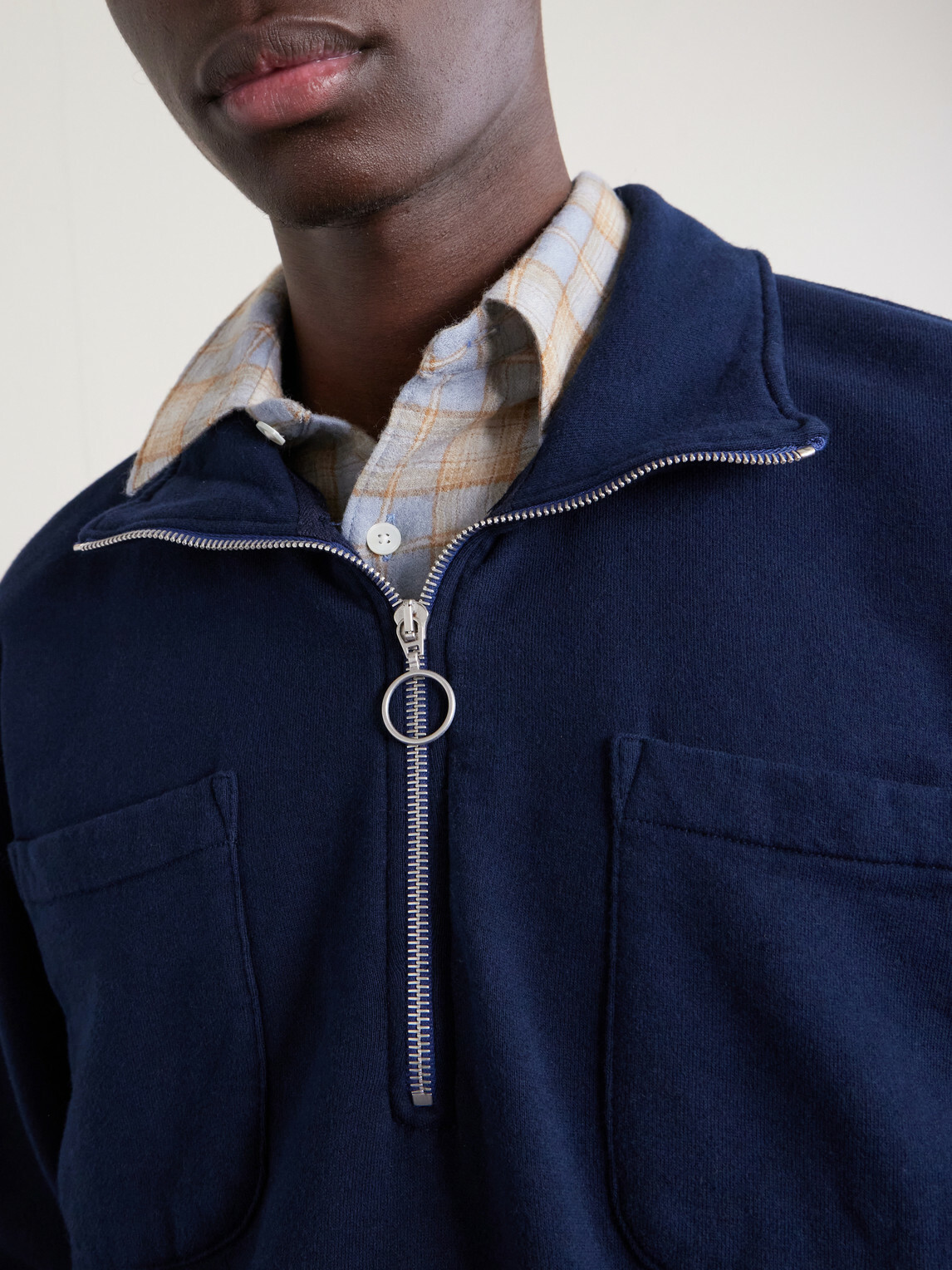Drake's - Cotton and Wool-Blend Half-Zip Sweater - Blue