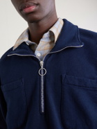 Drake's - Cotton and Wool-Blend Half-Zip Sweater - Blue