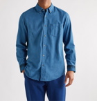 Blue Blue Japan - Button-Down Collar Panelled Checked Cotton-Flannel Shirt - Blue