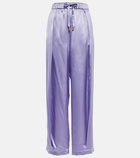 Loewe - High-rise wide-leg silk satin pants