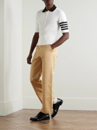 Thom Browne - Slim-Fit Striped Cable-Knit Cotton Polo Shirt - White
