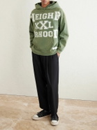 Neighborhood - Savage Logo-Print Distressed Cotton-Jersey Hoodie - Green
