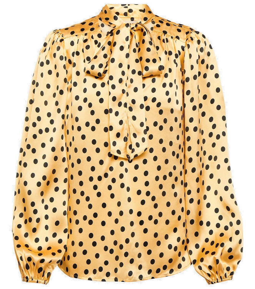 Rixo Moss polka-dot tie-neck silk blouse Rixo