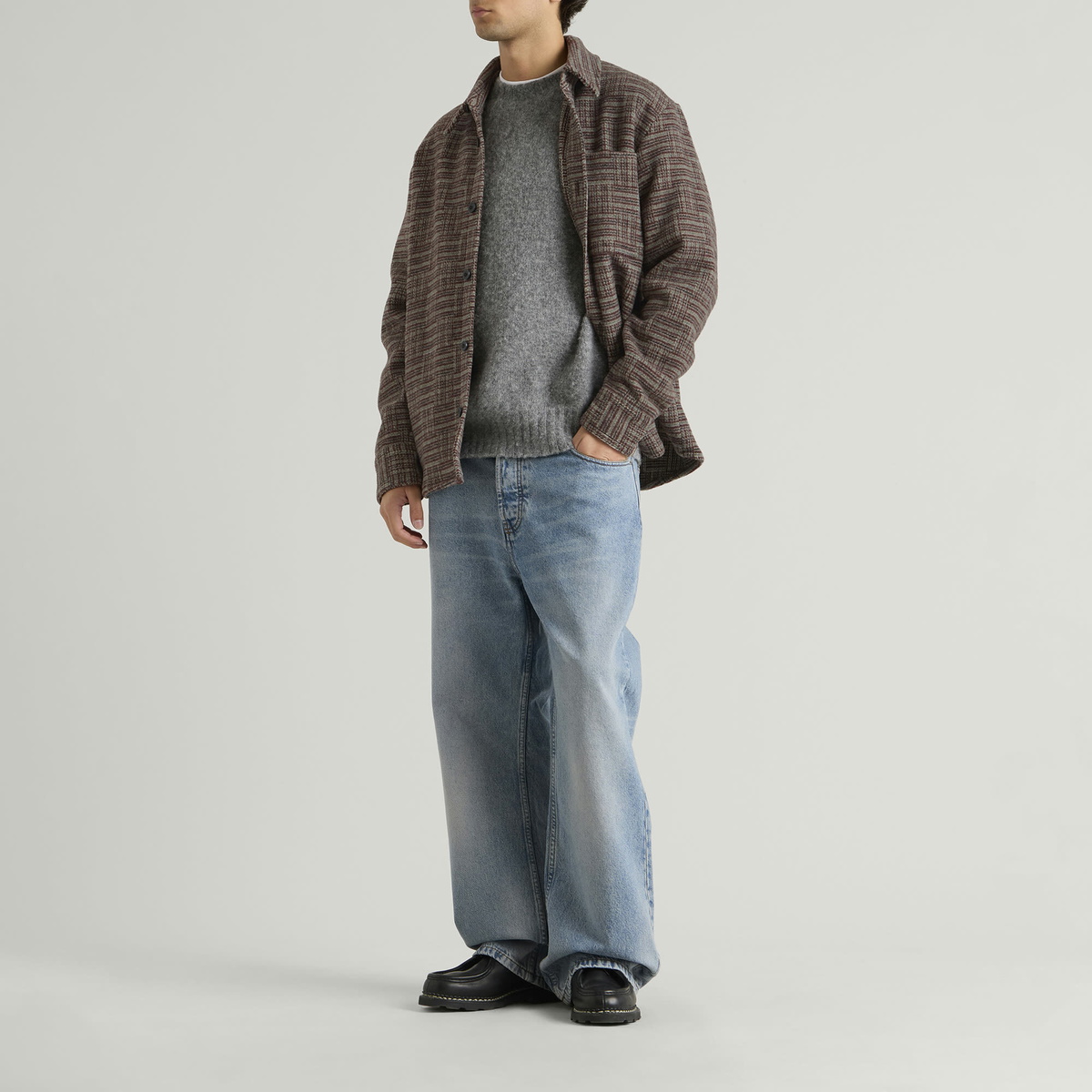 A.P.C. Men's Baptiste Graphic Wool Overshirt in Burgundy