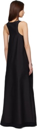 Dries Van Noten Black Rounded Wool & Silk Maxi Dress
