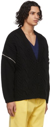 Gucci Black Detachable Sleeves Cable Knit Cardigan