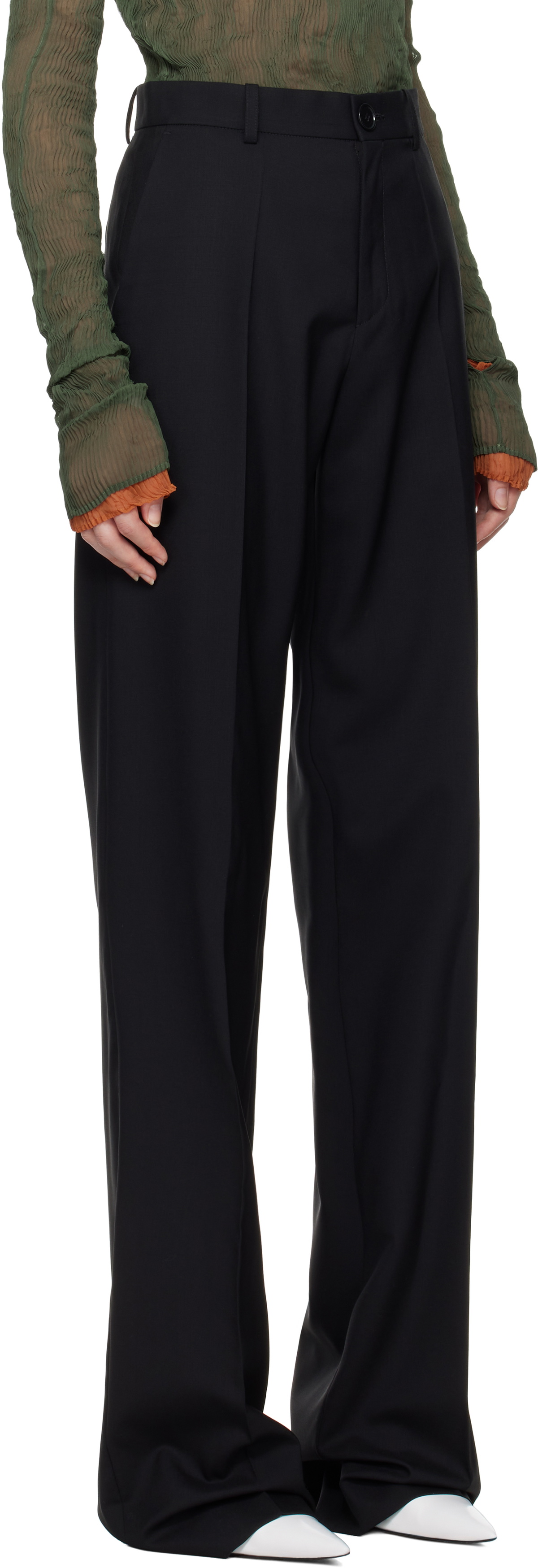 MARIE ADAM-LEENAERDT Black Classic Wool Trousers