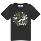 Stone Island Junior Men's Underwater Camo Print Compass T Shirt in Black