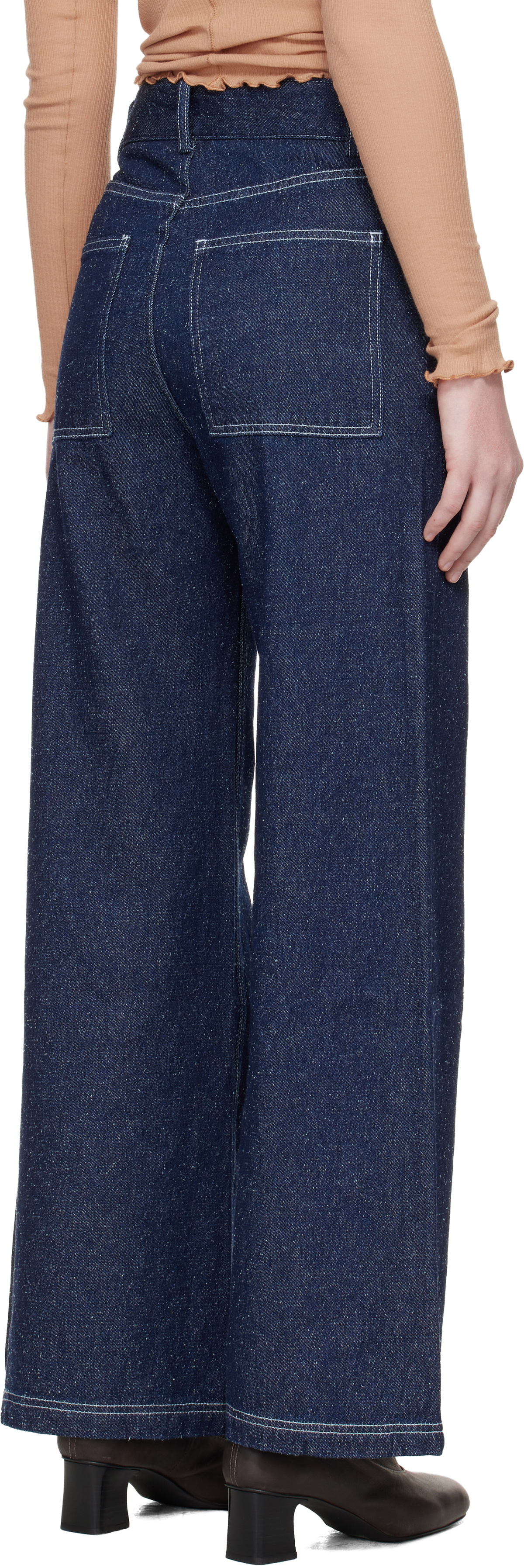 Baserange Navy Tajo Wide Jeans