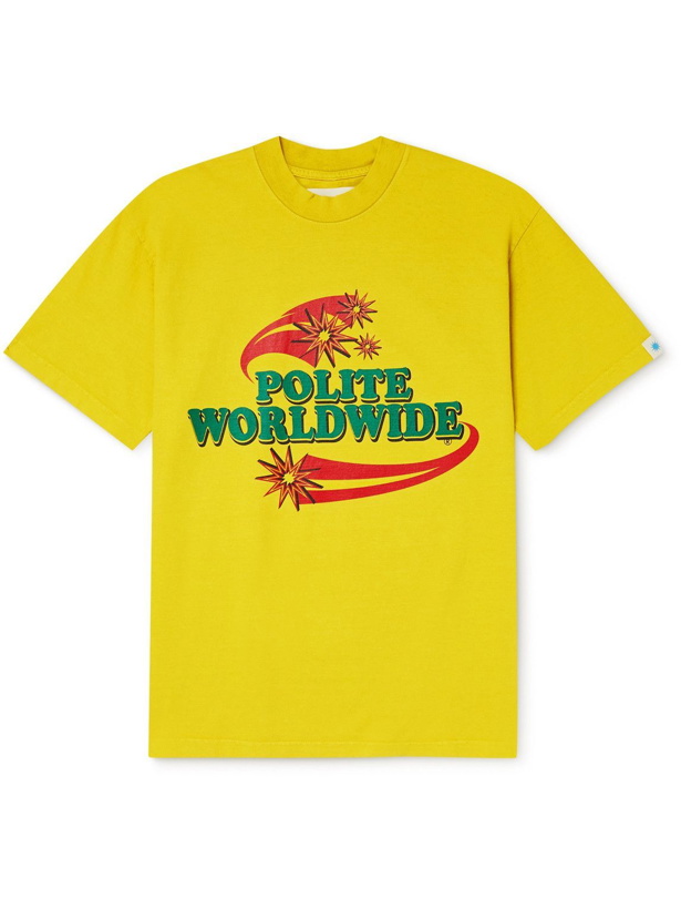 Photo: POLITE WORLDWIDE® - Lotto Printed Washed Cotton-Jersey T-Shirt - Yellow