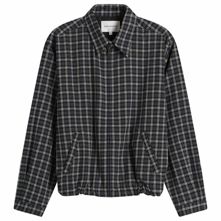 Photo: Good American Women's Lightweight Bomber Jacket in Charcoal Plaid