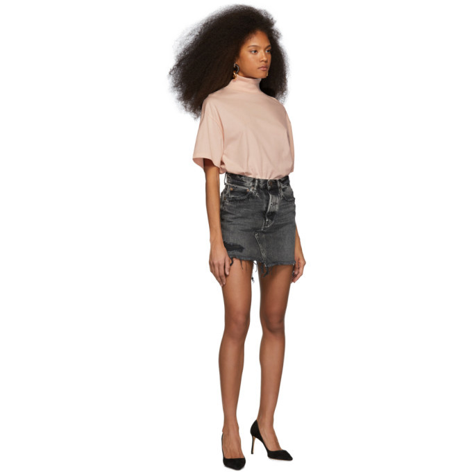 Moussy Vintage Black Denim Ripliy Miniskirt